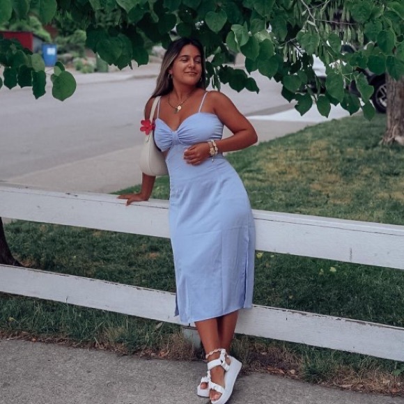 NWT Periwinkle Cutout Sides Spaghetti Strap Midi Dress - Picture 9 of 11